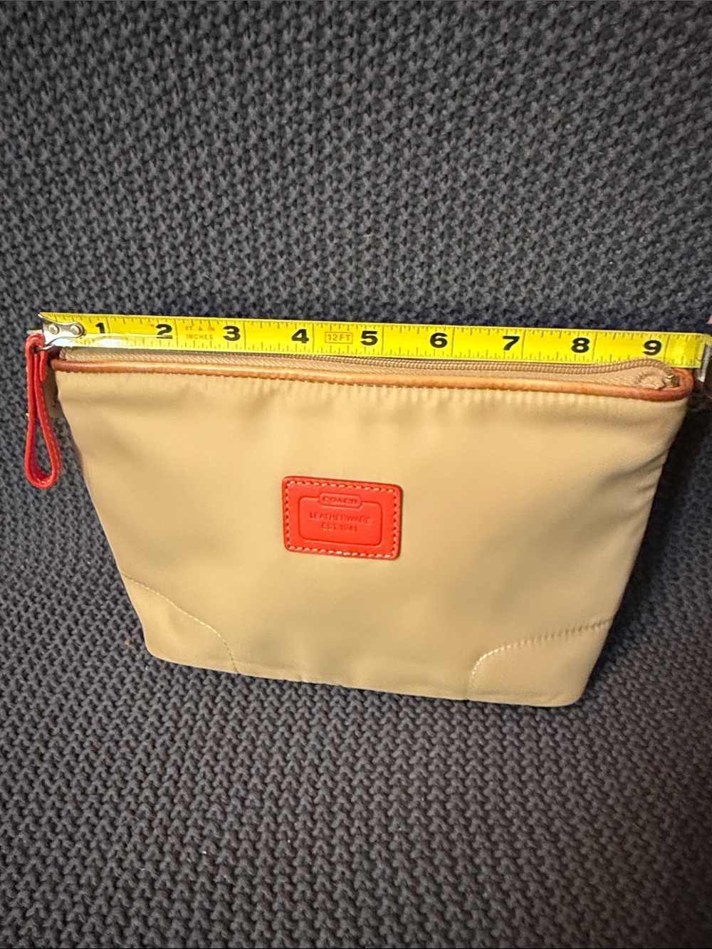 Coach Beige Cosmetic Pouch with Red Accent - Picture 6 of 11